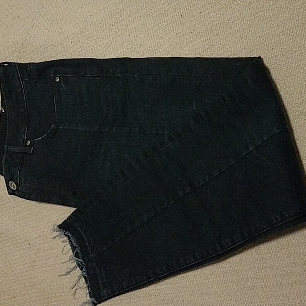 LOFT High Waist Frayed Ankle Jeans